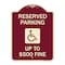 Signmission Reserved Parking Up to $500 Fine Handicapped Heavy-Gauge Aluminum Sign, 24" x 18", BU-1824-23002 A-DES-BU-1824-23002 - alternate 1